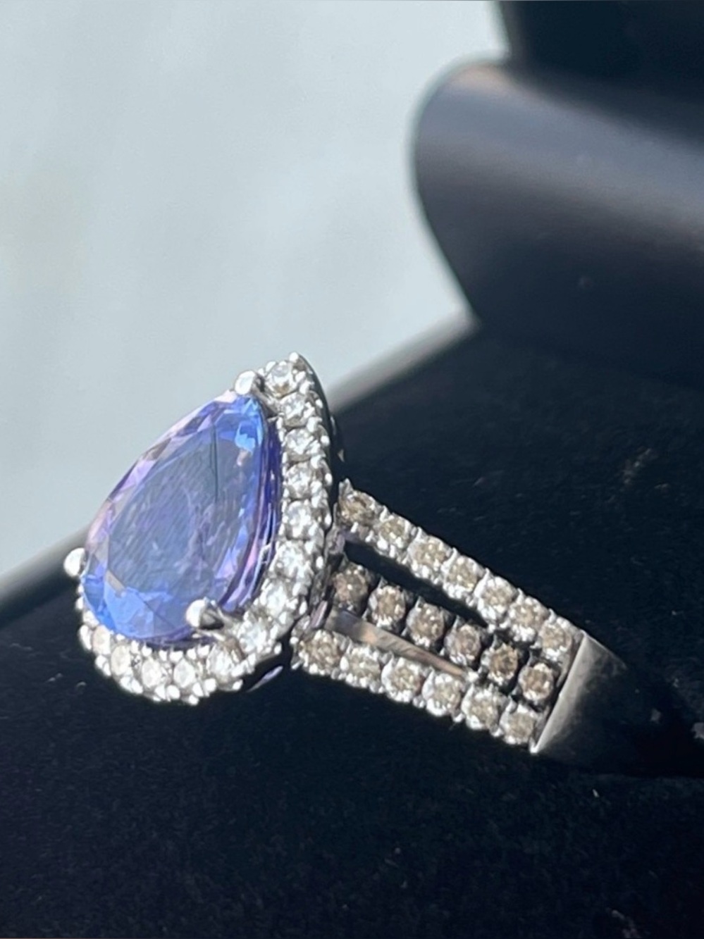 14K White Gold Blueberry Tanzanite Ring
